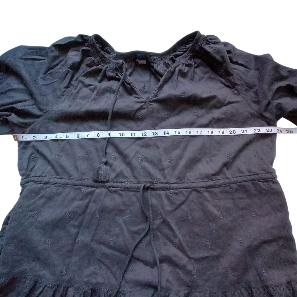 Old Navy Waist Defined Embroidered Midi Dress Gray Size XL Pockets Boho Peasant - Picture 13 of 16